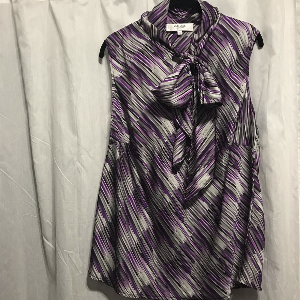 Women’s Purple/Black/Gray Sleeveless Blouse